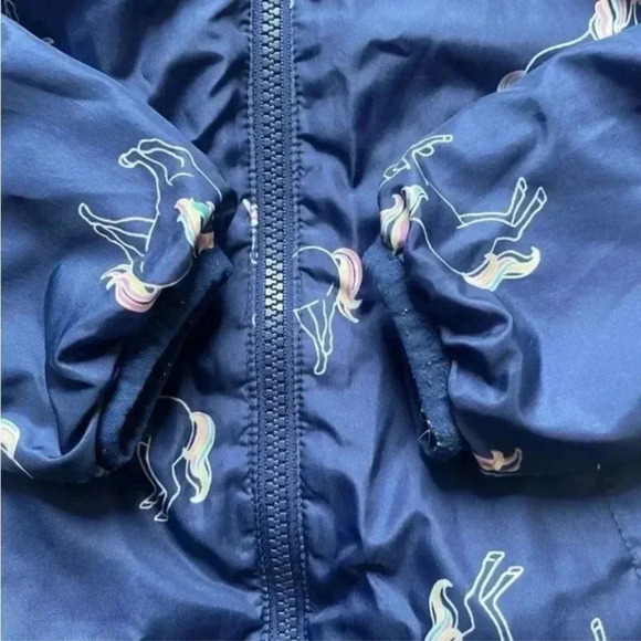 OshKosh B'Gosh  Girls Hooded Reversible Blue Jacket Coat SZ 4T #1734 - Picture 5 of 7